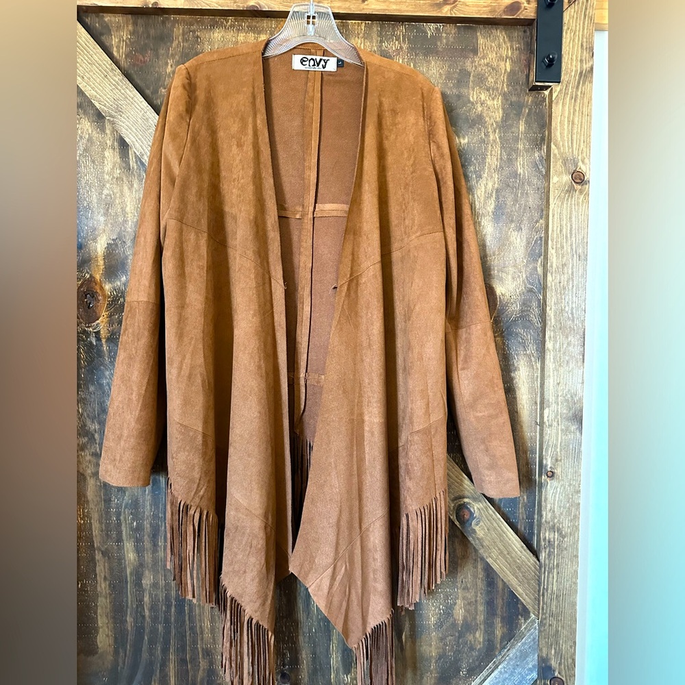 Faux Suede Fringe Light Jacket Sized L